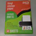 JOYEZA Premium Printable Vinyl Sticker Paper for Inkjet Printer - 40 Sheets Matte White Waterproof, Dries Quickly Vivid Colors, Holds Ink Well- Tear Resistant - Inkjet & Laser Printer (40-Pack)