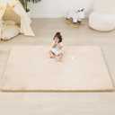 PaPaMat 1.3" Thick Baby Floor Play Mat 59x79, Basic Padded Foam Mat for Tummy Time Crawling, Non Slip Cushioned for Babies Toddlers Infants Kids (Beige)