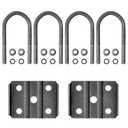 Trailer U Bolt Kit, 5-1/2 inch U Bolt for 3,500 lb Trailer Axle, 2-3/8" Round Axle, 1/2 Diameter, 2" Thread Pitch