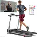 Sunny Health & Fitness Foldable 15 Level Auto Incline Treadmill, 20" Wide Running Belt, Quiet Brushless, Digital Display, 300 LB Weight Capacity, SunnyFit App Bluetooth Connection- SF-T723030