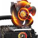 Wood Stove Fan Compatible for Buddy Heater, Heat Powered Fireplace Fan Thermometer with Bracket Compatible for Heaters, Camping Outdoor Indoor Use, 5 Blades Stove Fans Non Electric