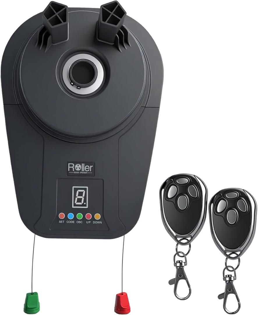 Automatic Roll Up Door Opener,Equipped with Two Remote Control,DC Power Garage Door Opener, It Features a Powerful 800N(1/2HP) Motor for Reliable Performance