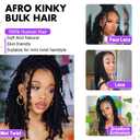 Afro Kinkys Bulk Human Hair for Dreadlocks Extensions and Locs Repair 1 Pack 50 Gram Afro Kinky Curly Human Hair Bulk for TwistBlack 16 Inch