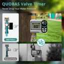 QUOBAS 2 Pack Low Pressure Water Timer, Programmable Sprinkler Timer with Brass Inlet & Outlet for Rain Barrel, Garden Hose, with Ball Valve & Waterproof Screen, Rain Delay/Manual/Auto Modes