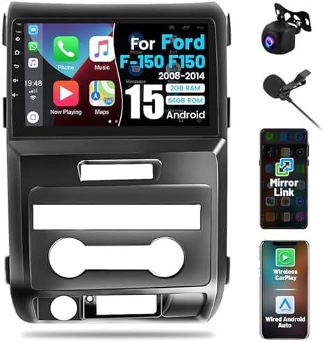 Roinvou [2G+64G] Car Radio for Ford F150 F-150 2009 2010 2011 2012 with Wireless Carplay/Android Auto, 9 Inch Touch Screen for F150 Stereo with GPS Navigation/Bluetooth/5GHz WiFi/EQ/DSP/Backup Camera