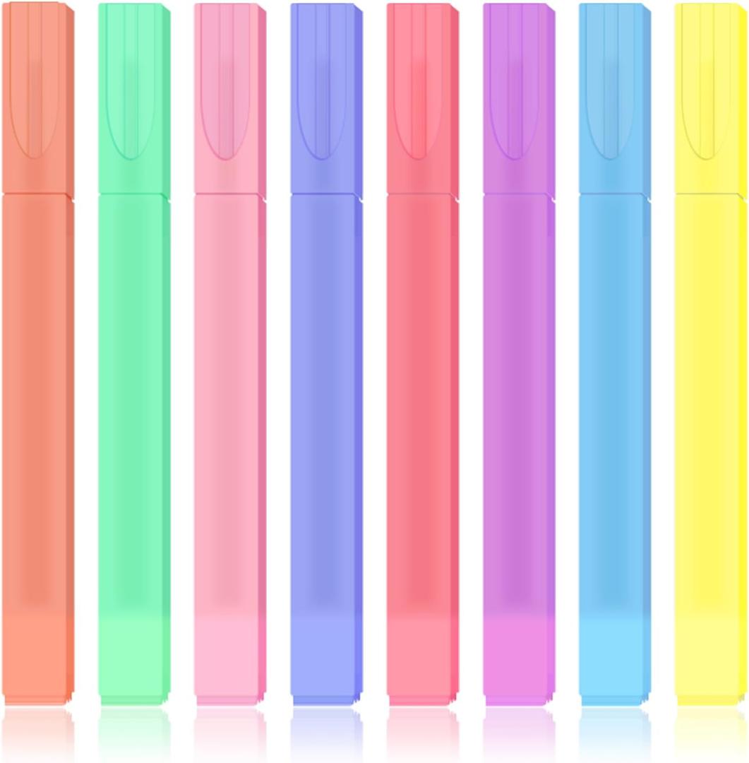 Aesthetic Cute Pastel Highlighters Set, 8 Pcs Bible Highlighter, Highlighter Assorted Colors, Bible Highlighters and Pens No Bleed, Chisel Tip, Candy Colors, No Bleed Bibles Assorted Colors