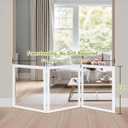 LZRS Clear Dog Gate for Indoor Use - Transparent Pet Fence with Solid Hardwood and Plastic Board, Stylish & Durable freestanding Pet Gate for Doorways, Stairs and Hallways, Off White