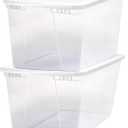 HOMZ 2-Pack Snaplock, Large Clear Plastic Storage Bins with Lids, 56 Quart, White