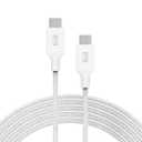 PureGear Braided USB-C to C Cable (6ft) Power Delivery Charger Cord for iPhone 16, 16Plus, 16ProMax, 15, MacBook, iPad Pro 2020, Galaxy S25/ S24/ S23/ S22/ S21 Ultra, Pixel9/ 8/ 7/ 6/ 5, & USB-C Devices(White)
