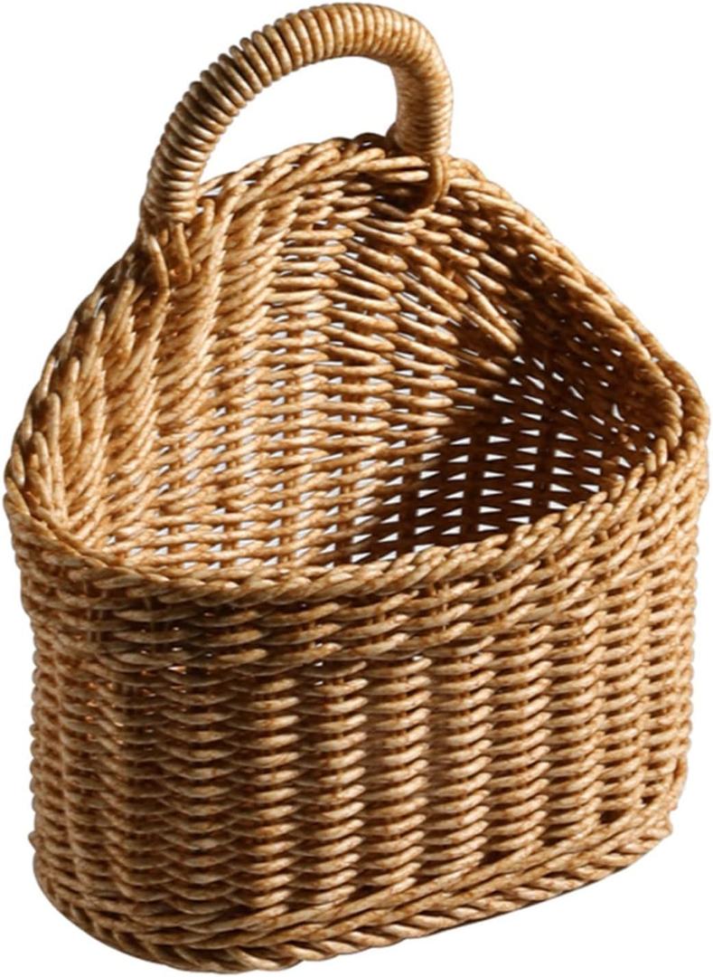 Ochine 1 Pack Hanging Basket Woven Wall Baskets Hanging Storage Basket Woven Shelf Basket Storage Bin Plant Basket Small Woven Storage Basket with Handle Decorative Basket for Home Office Organizing