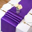 12 Pack Satin Table Runner Black, Purple Table Runners Long Bright Silk and Smooth Fabric 12 x 108 Inch for Wedding Party New Years Holiday Table Decoration