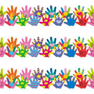 72 Feet Colorful Handprint Borders Hands Border Trim for Bulletin Board Back to School Classroom Decoration