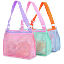 Tagitary Beach Toy Mesh Beach Bag Kids Shell Collecting Bag Beach Sand Toy Seashell Bags Swimming Accessories for Boys and Girls(Only Bags,A Set of 3)