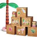 15 Pcs Inflatable Palm Tree Paper Box Decoration Blow up Palm Tree Tiki Totem Boxes Set Hawaiian Tropical Party Ornaments Summer Luau Aloha Party Supplies for Pool Beach Ocean Jungle Parties Decor