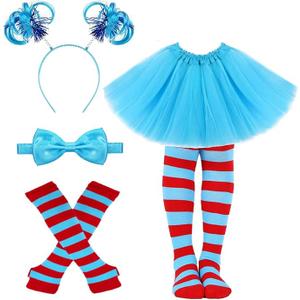 World Book Day Thing Costume Include Tutu Skirts Ponytail Headbands Bowties and Striped Knee Socks Medium