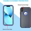 Defender Case for iPhone Xs Max, Heavy Duty Shockproof Dustproof 3 in 1 Rugged Protective Bumper Cover, Military Grade Drop Protective Phone Case (Blue)