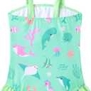 Vieille Toddler Girls Swimsuits Ruffle Bathing Suits One Piece Swimwear 2-6T (Sea World)