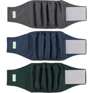 wegreeco Washable Male Dog Belly Band (Stylish Pattern)- Pack of 3 - Washable Male Dog Belly Wrap, Dog Diapers Male (Blue, Green, Charcoal, Small) (Small (11" to 14"))