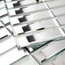 Peel and Stick Mirror Glass Mosaic Tile Self Adhesive 12 x 12 Inch Strip Beveled Mirror Tiles for Kitchen Backsplash Bathroom Wall(5 Sheets, Silver)