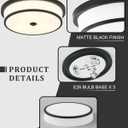 4 x 16 inch Flush Mount Ceiling Light, 3-Light Close to Ceiling Light Fixtures with Black Finish for Livingroom Bedroom Kitchen Diningroom(Black)