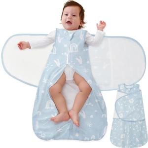 Baby Swaddle Sleep Sack, 1.0 Tog New-Parent-Friendly Swaddle for Newborns & infant 3-6 Months Baby Wearable Blanket Reduce Startle Reflex, Newborn Boys Girls Registry Essentials (Small, Ocean)