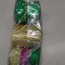 Mardi Gras Wired Ribbon, 6 Rolls 30 Yards Purple Gold Green Glitter Metallic Edge Stripe Ribbon for Mardi Gras Wreath Bows, Masquerade Party Decoration,2inch