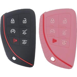 2 x LemSa 2Pcs Keyless Entry Remote Car Smart Key Fob Outer Shell Cover Protective Case for 2020 2021 2022 Chevrolet GMC Yukon Chevy Suburban Tahoe 13541567/13537964, Black Pink