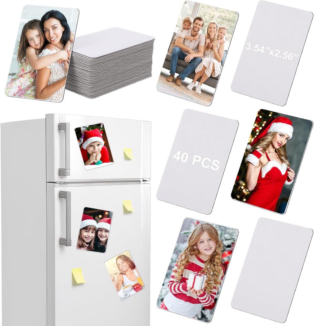 40 Pcs Sublimation Blank Magnets, 3.5 x 2.5 in Personalized Fridge Magnetic Sublimation Magnets Sublimation Blanks Product Items for DIY Kitchen Microwave Office Wall Door Christmas Holiday Decorative