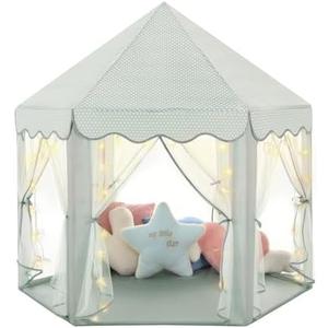 Monobeach Princess Tent Girls Celadon Large Playhouse Kids Castle Play Tent with Star Lights Gift Toy for Children Indoor and Outdoor Games, 55'' x 53'' (DxH)