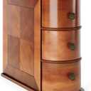 LITTLE TREE End Table with 3 Drawers, No Assembly Required Side Table for Living Room, Vintage Brown Wooden Chair Side Table with Closed Back, Slim Nightstand Bedside Table for Bedroom