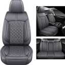 Pariitadin Leather Car Seat Covers Full Set, Waterproof Breathable Faux Leather Automotive Seat Covers for Cars, Non-Slip Car Interior Covers Universal Fit Most Cars Sedans Trucks SUVs, Gray