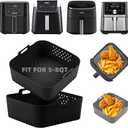 LYHOLKEER Silicone Air Fryer Liners,2 Pcs Square silicone air fryer basket liners Reusable for Ninja Air Fryer Pro XL AF141 AF142 AF181 AF182 5.5 6 6.5 QT and Other 5-8QT,COSORI Air Fryer Accessories
