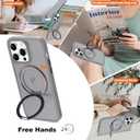 Compatible with iPhone 14 Pro Max Case with 360° Rotatable Magnetic Ring Stand [Compatible with Mag-Safe] Translucent Shockproof Protective Phone Case for Women Men, Titanium Grey
