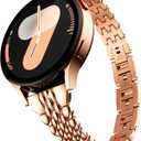 GELISHI Slim Metal Band Compatible with Galaxy Watch 7 Band 6 5 4 FE 40mm /44mm Women, 20mm Thin Stainless Steel Strap for Galaxy Watch 6 Classic 43mm/47mm/ 4 Classic 42mm/46mm /5 Pro 45mm (Rose Gold)
