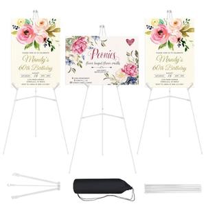 JEAWIWI 3 Pcs White Easel Stand for Wedding Signs, 65" Adjustable Welcome Sign Stand, Foldable Portable Sign Easel Stand with Accessories, Metal Poster Easel for Art Displays and Events