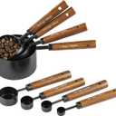 8PCS Measuring Cups and Spoons Set, DV Stainless Steel Measuring Cups with Ergonomic Wooden Handle for Cooking & Baking