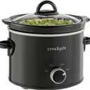 Crock-Pot 2-Quart Manual Slow Cooker, Feeds 2+ People, Great for Small Meals, Dips, & Sides; Removable Stoneware is Oven & Dishwasher-Safe, Black