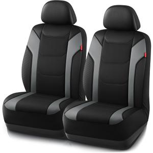 Rubbermaid Leather Car Seat Cover Universal Front Seat Cover, Airbag Compatible, Easy to Install, Water-Resistant and Durable Automotive Seat Cover for Cars, Trucks, SUVs, Vans Gray