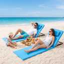 Karenhi 2 Pack Adjustable Beach Lounge Mats with Backrest 5-Position Folding Tanning Chair Lightweight Portable Outdoor Chaise 330.7lbs for Patio Camping Pool Garden (Sky Blue), 59.84 x 19.29 inches