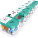 Odaro Extra Large Weekly Pill Organizer 2 Times A Day, Pill Box 7 Day Am Pm to Hold Daily Medicine Vitamin and Supplements - Cyan
