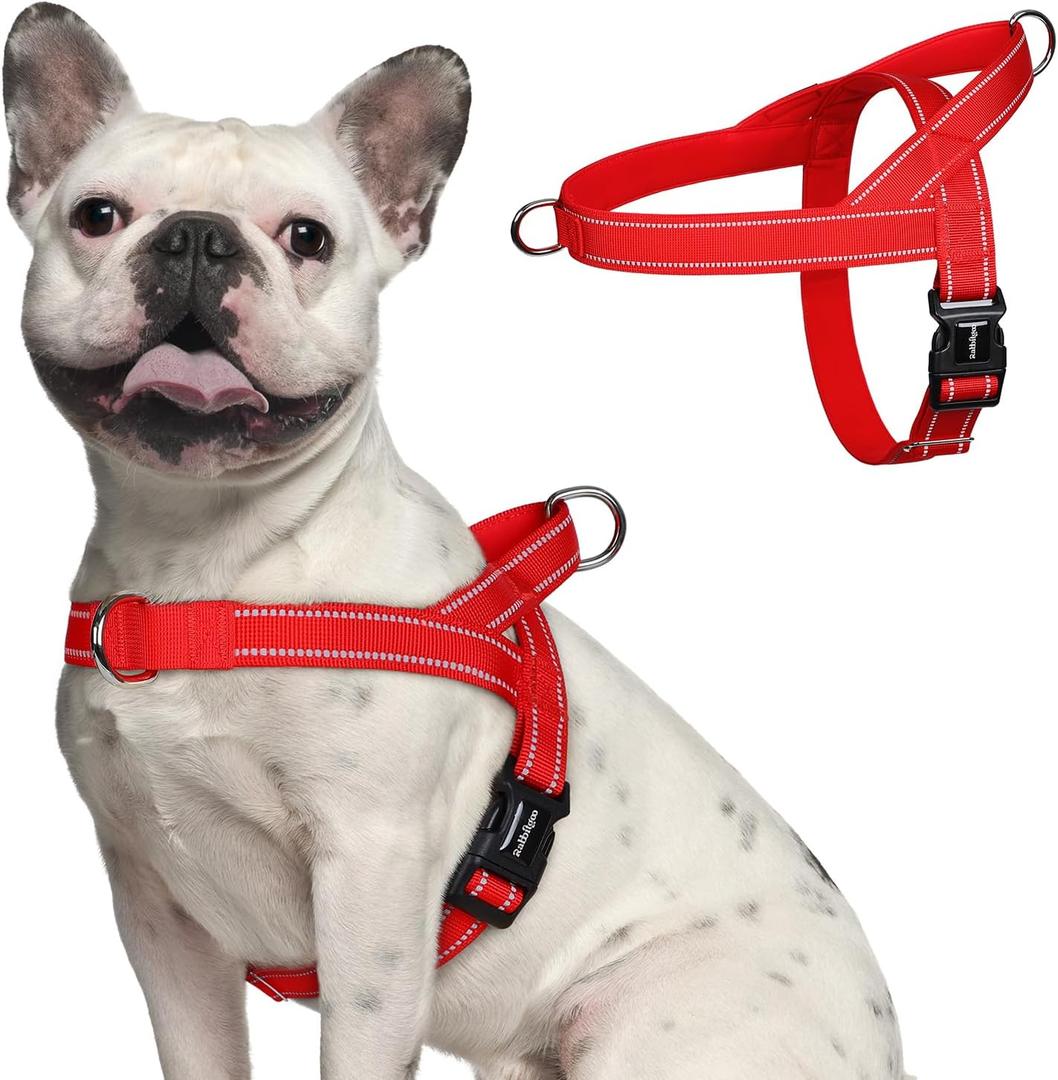 rabbitgoo Dog Harness No Pull, Quick Fit for Small Dogs with Soft Padded Handle, Chest Adjustable Reflective Pet Vest, No Choke Escape Proof for Walking Training, Red M