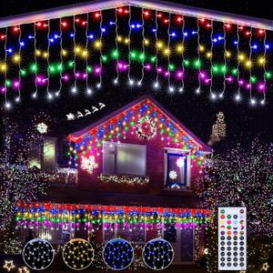 Lomotech 35Ft RGB Color Changing Icicle Lights - Waterproof Christmas Lights with Remote for Holiday, Wedding, Party, Eaves, Outdoor & Indoor Decorations (Non-Connectable) (RGB (Red, Green, Blue))