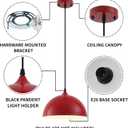 Red Farmhouse Pendant Light 11.8inches 2 Packs,Kitchen Pendant Lights, Industrial Pendant Light, Pendant Lights Kitchen Island for Living Room, Bedroom, Dinning Room, Office, 11.8inch-Ceiling