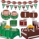 Football Party decorations Kit Serve 24,Includes touchdown Plates, Dessert Plates, Napkins, Cups,Serving Tray,Banner and Touchdown Tablecloth for Football Birthday decorations