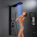 ROVATE 5 in 1 LED Rainfall Waterfall Shower Panel, Matte Black