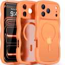 QVLANG Case for iPhone 17 Pro Max, Cute Wave Cover Case, Upgraded[Full Camera Protection][Compatible with Magsafe][Military Grade Protection][Translucent Matte] Phone Case for Women Girls, Orange
