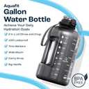 AQUAFIT 1 Gallon Water Bottle with Time Marker - Straw & Chug Lid - BPA Free Gym Water Bottle with Straw - Big Gallon Jug (Nebula, 128 oz - 2in1 Lid)