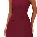 PRETTYGARDEN Womens Sleeveless Summer Dresses 2026 Formal Boat Neck Bodycon Elegant A Line Business Work Office Mini Dress, XL