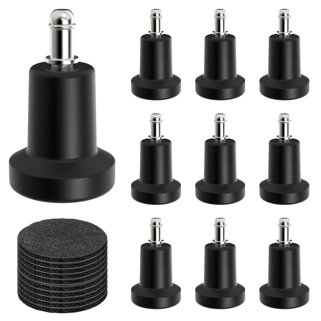 Office Chair Glides & Caster Replacement Feet,Bell Glides Replacement for Office Chair - Convert Swivel Casters to Fixed Stationary Wheels,High Profile with Self-Adhesive Felt Pads(10PCS)