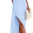 PRETTYGARDEN Women's Off Shoulder Bodycon Dresses 2025 Summer Ruched Asymmetrical High Split Elegant Cocktail Party Dress S